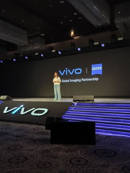 A speaker presenting at the Vivo X200 FE and Fold 5 media launch. We managed the stage and speakers for this major tech event.