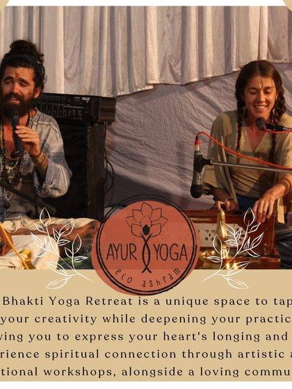 Captions will provide specific details about each retreat, its facilitators, and the daily activities, as seen in the media (e.g., "Learn the theory of Qigong and Traditional Chinese Medicine," "A serendipitous meeting at our ashram led to the creation of our Yin Yang Yoga retreat," "Daily offerings at our Bhakti retreat include kirtan and ecstatic dance.").