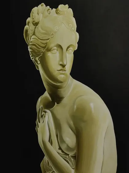 This is my take on Gino Ruggeri's Venus sculpture, brought to life as a painting. I focused on creating a realistic, three-dimensional feel using only paint, capturing the subtle play of light and shadow on the form.