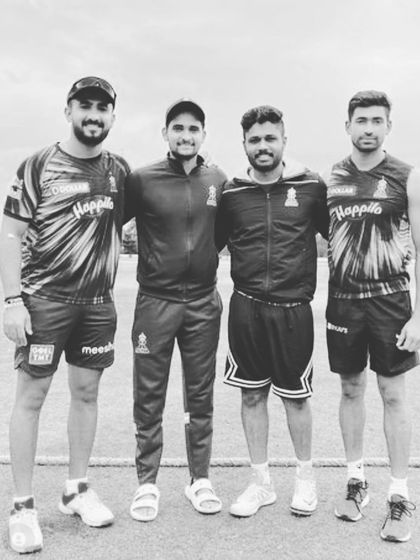 A moment of camaraderie between professional players training at our facility. The environment here is built on mutual respect and a shared passion for cricket.