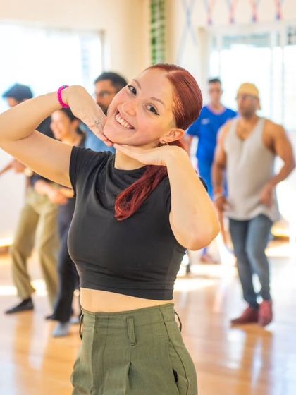 The beautiful Sofia demonstrating a styling move during her workshop. Her grace and energy were absolutely contagious, and our students soaked it all in.