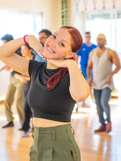 The beautiful Sofia demonstrating a styling move during her workshop. Her grace and energy were absolutely contagious, and our students soaked it all in.