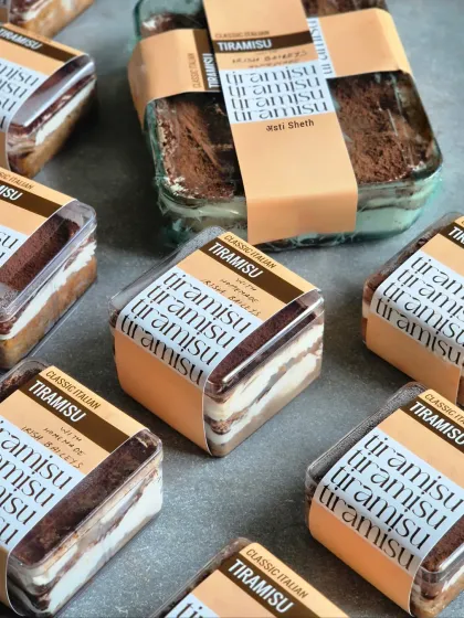 My Classic Italian Tiramisu is available in these convenient tubs and larger trays. Each serving is made with my signature egg-free recipe, featuring pronounced notes of coffee and chocolate for an authentic taste. They are perfect for gifting or personal indulgence.