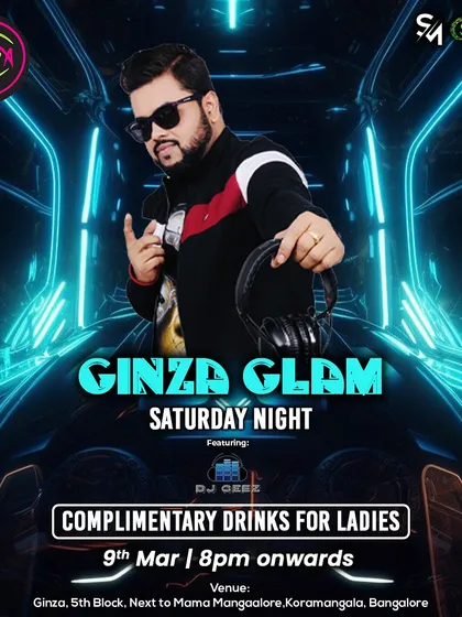 "Ginza Glam Saturday Night," a night for the party folks of the town with celebrity bartenders and a live audio-visual set.