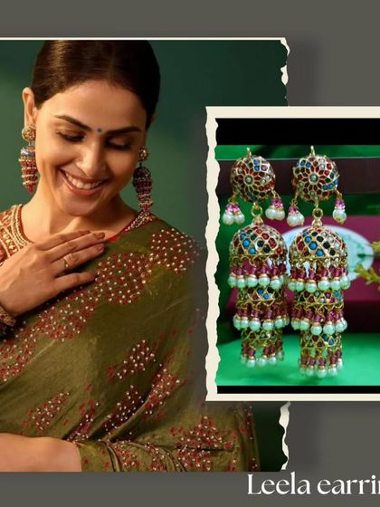 Get inspired by this celebrity look featuring earrings similar to my 'Leela' Jhumkas. They are perfect for adding a touch of Bollywood glamour to your ethnic wear.