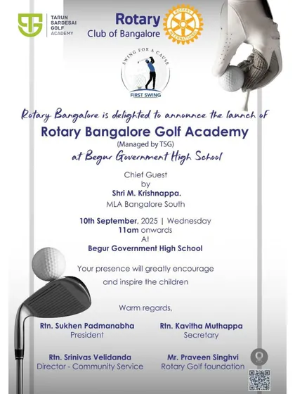 My vision extends to making golf more inclusive. This announcement for the Rotary Bangalore Golf Academy, managed by my team at a government school, showcases our commitment to growing the game at the grassroots level and creating new opportunities through sport.
