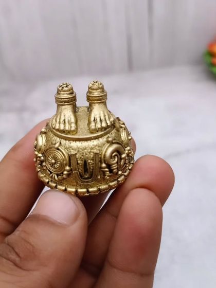 Another angle of the brass Balaji Padam, a must-have for devotees of Lord Venkateshwara.