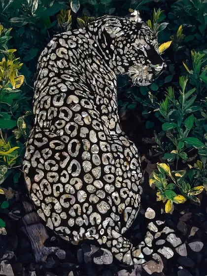 Artistry is at the heart of my decor. This tabletop features a leopard created using Pachhikari, a traditional stone inlay technique, demonstrating how we can transform a functional surface into an exquisite and contemporary piece of art.