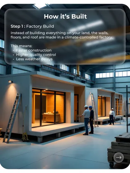 Building in a factory means higher quality and faster construction. The walls, floors, and roof are all made in a climate-controlled environment, which prevents delays and ensures every component meets my standards.