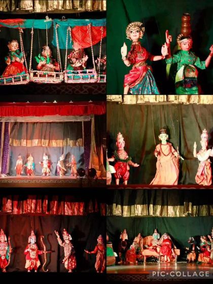 A collage of moments from our 'Ramayana Saptaswara' show, presented at the Dhaatu International Puppet Festival. It showcases the variety of puppets and stage setups we use to tell this epic story.