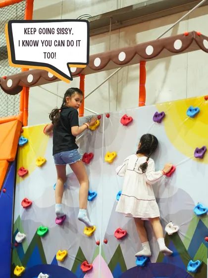 Our rock climbing walls are designed for little climbers with big ambitions. It’s amazing to watch siblings and friends cheer each other on as they reach for the top, all safely secured in harnesses.