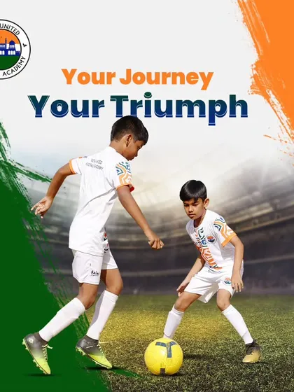 Your journey, your triumph. Two young players battle for the ball, learning the values of competition and sportsmanship.