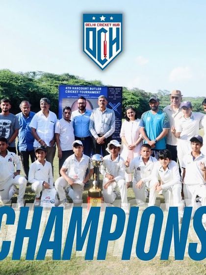 The champions poster for the 4th Harcourt Butler Cricket Tournament.