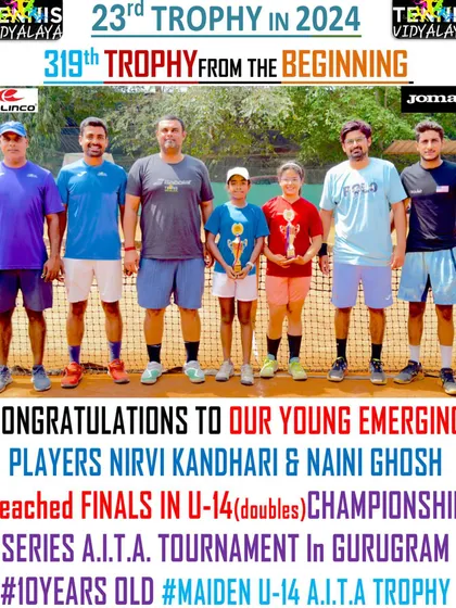 Congratulations to our young emerging players Nirvi Kandhari & Naini Ghosh (10 years old) for reaching the finals in the U-14 doubles AITA tournament.