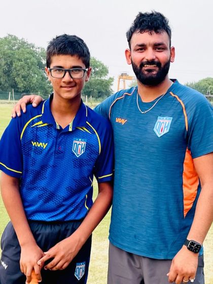 Celebrating a massive achievement with Laksh Narang after he scored a double century. These are the moments that make coaching so rewarding.