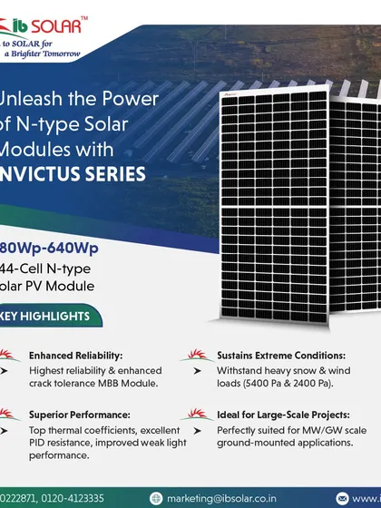 Introducing our Invictus Series, featuring advanced N-type solar modules. These panels offer superior performance with top thermal coefficients and excellent PID resistance, making them ideal for large-scale MW/GW ground-mounted solar projects.