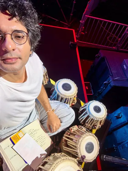 Here I am backstage with my tablas before a live performance for an NBA event at the Dome, Worli. I love the energy of playing for live events and bringing the sound of the tabla to diverse audiences.