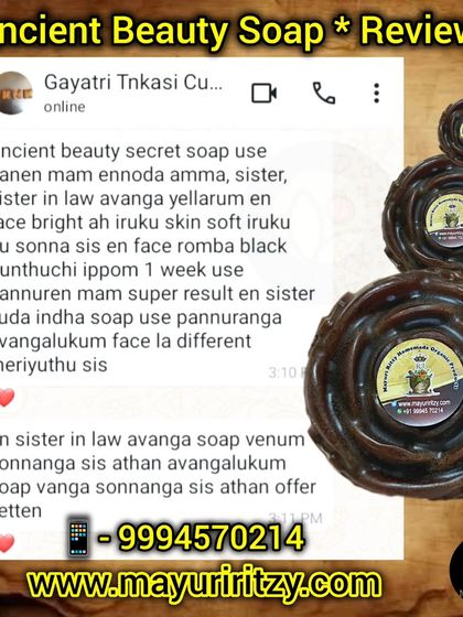 This review for my Ancient Beauty Secret Soap is so heartwarming. A customer's mother, sister, and sister-in-law are all using it and seeing great results, with brighter, softer skin. It's becoming a family favorite.