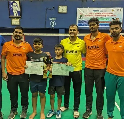 Our coaches and our young champ, Ajinkya Desai, after he secured a silver medal in the Under 11 Boys Doubles at the Maharashtra Mini State Championship.