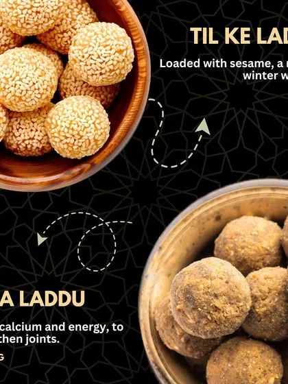 More winter warmers! Our Til ke Laddu are a natural winter warmer, while our Atta Laddu are packed with calcium and energy to strengthen joints.