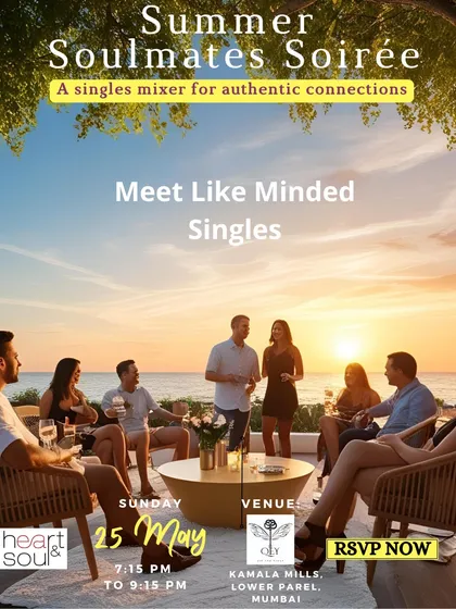 This graphic clearly states the goal: meet like-minded singles. It's the core promise of every Heart & Soul event, set against a beautiful, aspirational backdrop.