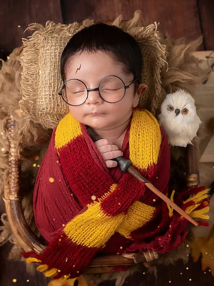 A sleepy little wizard. Even with his eyes closed, the magic is undeniable in this detailed Harry Potter-themed portrait.