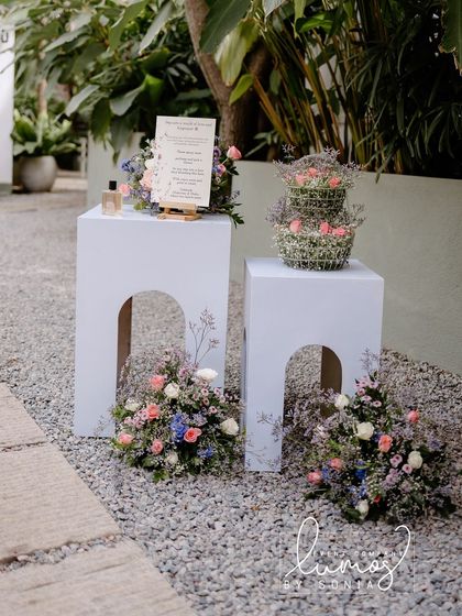 The fragrance and flower station, a beautiful way to welcome guests and set a romantic tone for the celebration.