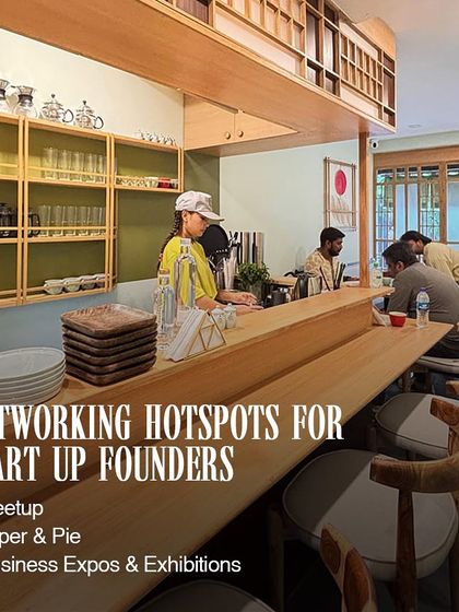 Our cafe is a networking hotspot for startup founders and entrepreneurs. Here, a group gathers at our bar-style seating.