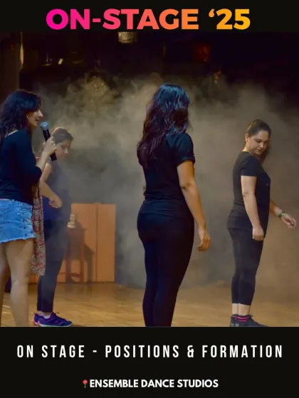 Formations are key to a visually stunning group performance. Here, our instructor works with students on their specific positions and transitions to create a cohesive and impactful stage picture.