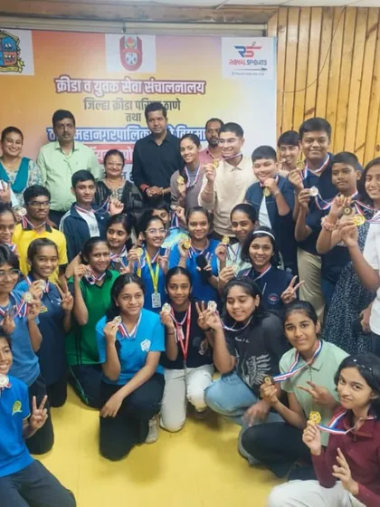 We celebrate the success of our students at every level. This is our team of young champions from the Thane DSO 10-meter air rifle and pistol shooting competition, proudly displaying their hard-earned medals.
