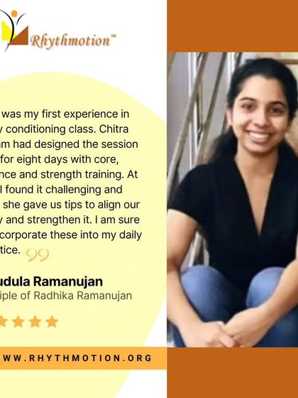 Mrudula explains how she found the sessions challenging at first but then learned to align her body and build strength, which she now incorporates into her daily practice.