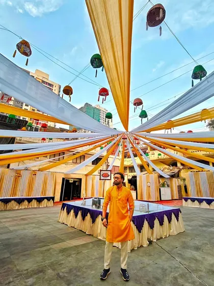 Living in the moment at a beautiful outdoor Haldi ceremony. The decor was as vibrant as the music.