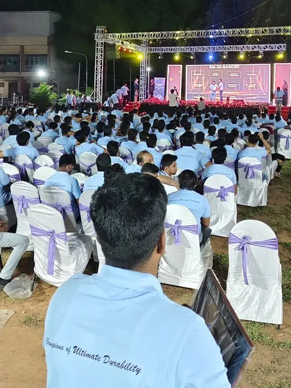 Beyond weddings, we excel at managing large-scale corporate events. Here you can see the impressive setup for an OPPO product launch, where we handled the seating arrangement and catering for a massive audience, proving our capability to execute events of any size.