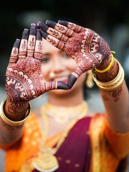 A playful pose showing off the beautiful stain and the intricate design.