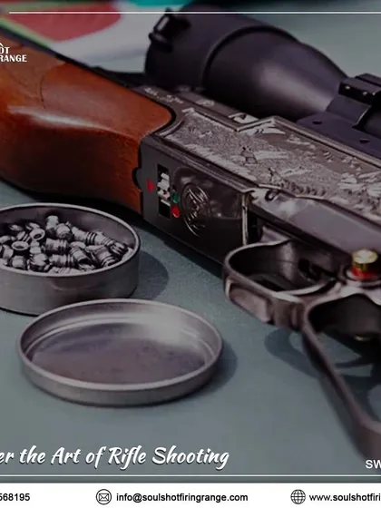 A detailed shot of a classic air rifle and pellets, inviting you to master the art of rifle shooting with us.