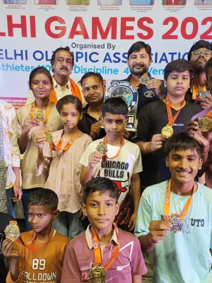 The happy faces of our medal winners at the Delhi Games 2025. The team's success is a result of their shared dedication.