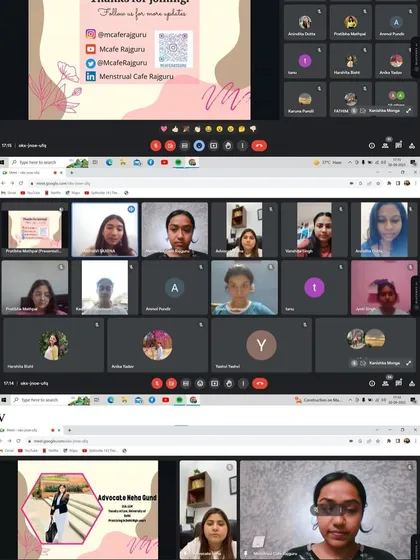 Screenshots from the webinar on Health and Reproductive Rights, showing the engaged audience and interactive session.