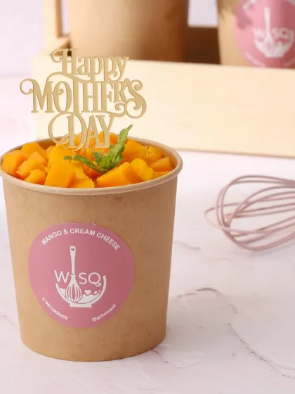 This Mango & Cream Cheese dessert cup comes with a "Happy Mother's Day" topper, making it a simple yet heartfelt gift for mom.
