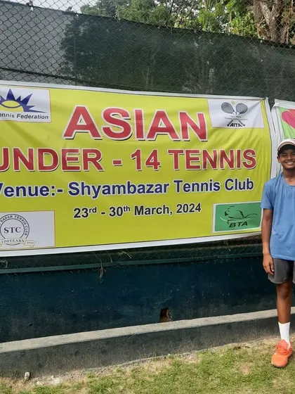 Rishikesh Mane at the Asian Under-14 tennis tournament held at Shyambazar Tennis Club in Kolkata. Competing in these events across the country is part of our development strategy.