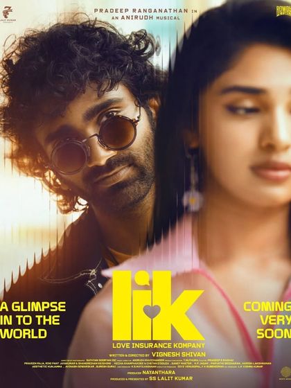 A glimpse into the world of *LIK*. This poster highlights the character styling, showing the male lead in a cool, layered jacket with sunglasses and the female lead in a soft, pastel colored top.