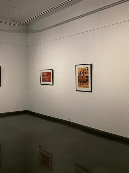 Another corner of the gallery during the Sabavala show, with four prints displayed.