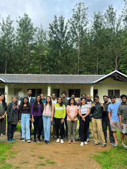 Our group outside a beautiful homestay nestled in the woods of Chikmagalur. We choose places that offer comfort and a connection to nature.