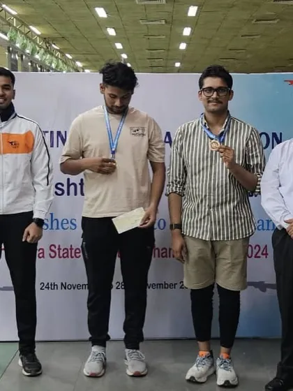The podium at the 39th Maharashtra State Shooting Championships, with our shooters among the winners.