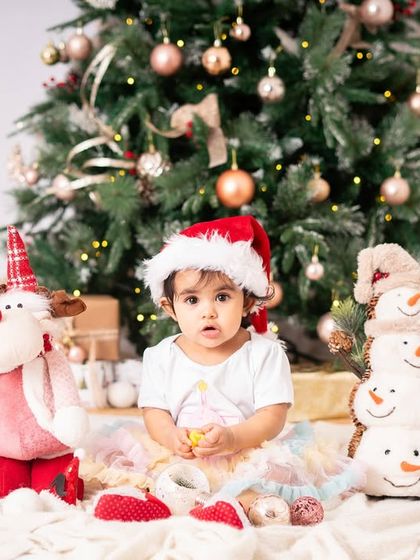 The Christmas baby and her crew of festive stuffed animals. Themed birthday shoots are a wonderful way to celebrate a special day.