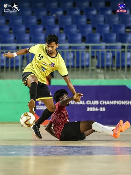 A player on the ground after a tough challenge.