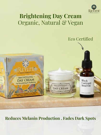 Say hello to skin that wakes up brighter. My Brightening Day Cream is more than a moisturizer; it reduces melanin production and fades dark spots with Glutathione, Alpha Arbutin, and Eco-Certified Black Currant Seed Oil.