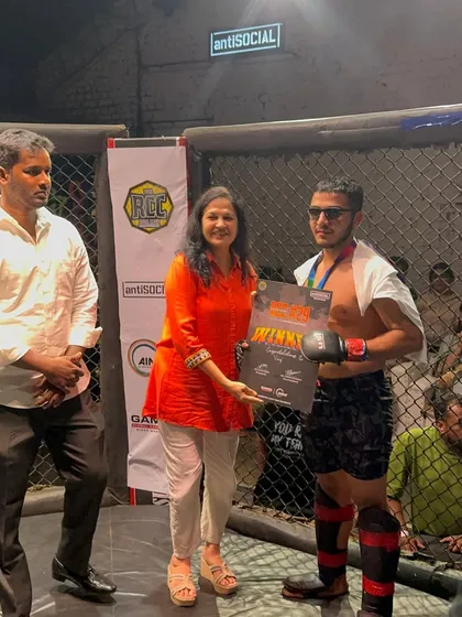 Vraj receiving his certificate after a dominant performance. Every win is a step forward in a long journey of a fighter. We celebrate the progress and get back to the grind.
