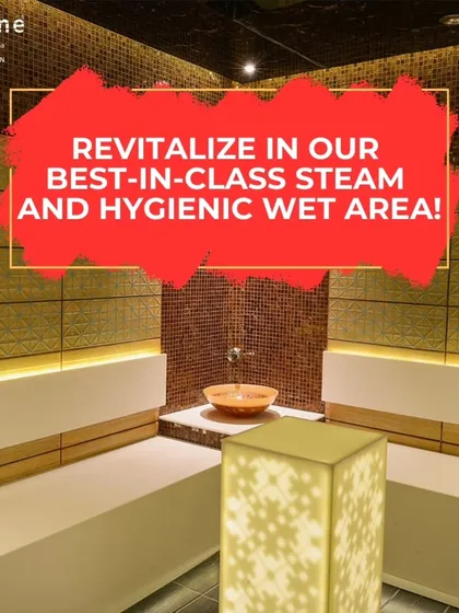 A clear view of my best-in-class steam room, designed for both relaxation and hygiene. The space features comfortable seating and is maintained to the highest standards, ensuring a revitalizing experience every time you visit.