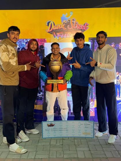 My boys celebrating their win at the Dunk Street under 19 tournament. They played with heart and deserved this victory.