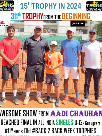 An awesome show from 11-year-old Aadi Chauhan, reaching the final in the All India Singles U-12 for his second trophy in two weeks.